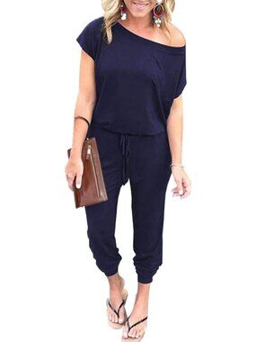 Women's Navy Summer Dressy Outfits Off The Shoulder Imported Romper